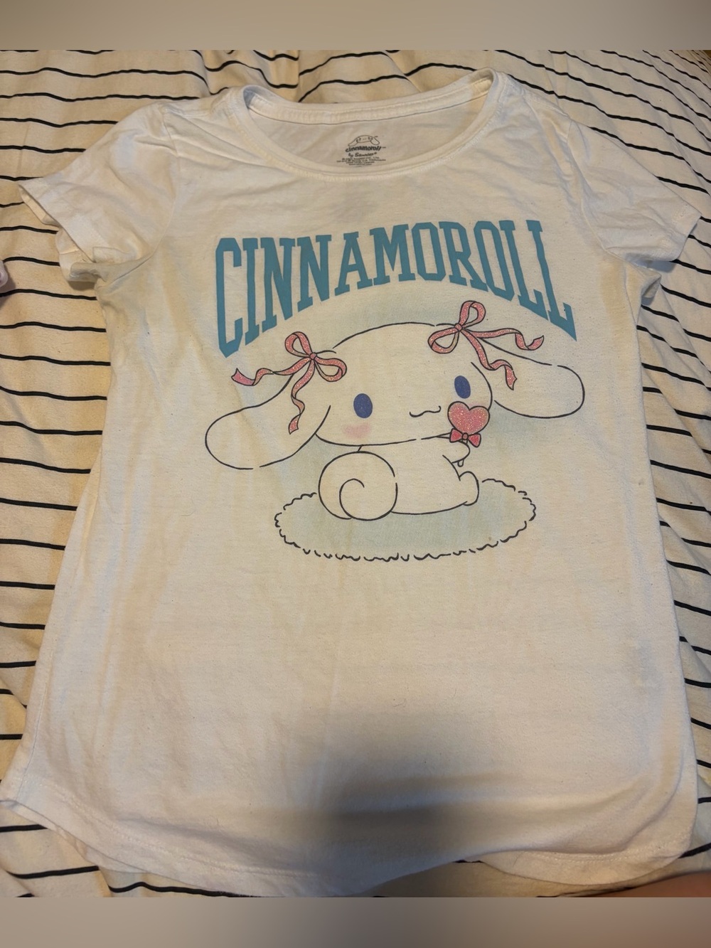 Sanrio Cinnamoroll Graphic Tee in White with Blue & Pink